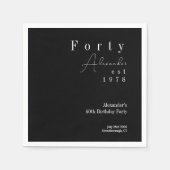 フォーティブラック&ホワイト40歳の誕生日パーティー スタンダードカクテルナプキン (正面)
