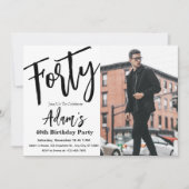 フォーティブラック&ホワモダンイト40歳の誕生日パーティー 招待状 (正面)