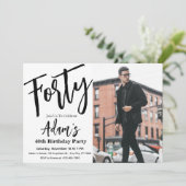 フォーティブラック&ホワモダンイト40歳の誕生日パーティー 招待状 (スタンド正面)