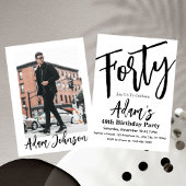 フォーティブラック&ホワモダンイト40歳の誕生日パーティー 招待状