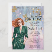 フォーティーアンドファブルースバースデーパーティー招待状グラマラス 招待状 (正面)