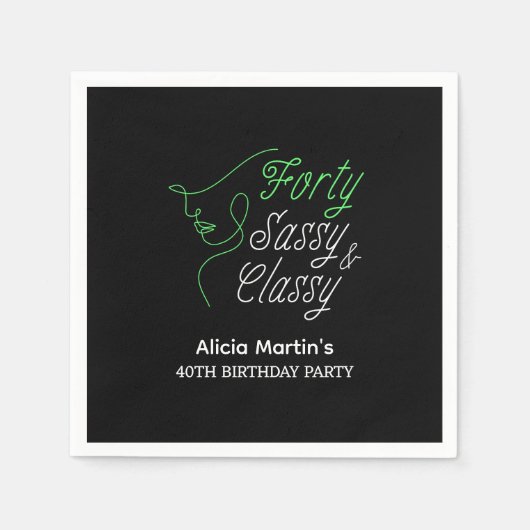 フォーティーサッシー&クラスブラックバースデー40thパーティー スタンダードカクテルナプキン (正面)