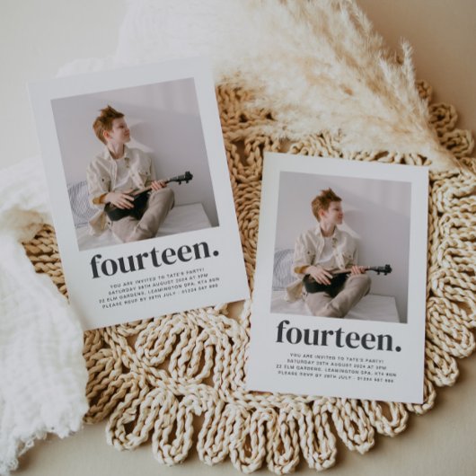 フォーティーンスクエアフォトファースト誕生日招待状 招待状