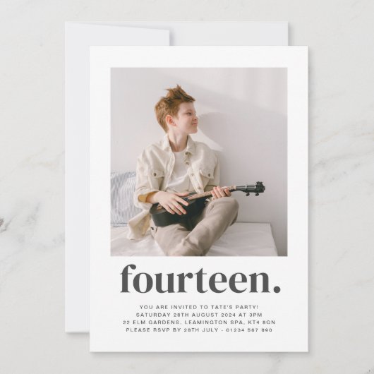 フォーティーンスクエアフォトファースト誕生日招待状 招待状 (正面)