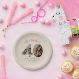 フォーティー&ファビュラス オカスタムフォト40歳の誕生日 ペーパープレート
