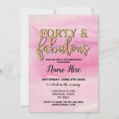 フォーティー&ファブラスバースデーパーティーピンク40招待状 招待状 (正面)