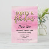 フォーティー&ファブラスバースデーパーティーピンク40招待状 招待状 (スタンド正面)