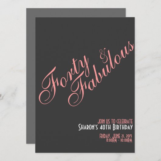 フォーティー&ファボウス誕生日招待状 招待状 (正面/裏面)