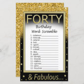 フォーティ誕生日の単語スクランブルゲーム (正面/裏面)