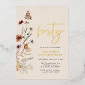 フォーティ誕生日 箔招待状 (正面)