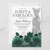 フォーティ&ファブラス!エメラルドグリーン40歳の誕生日 招待状 (正面)