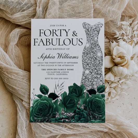 フォーティ&ファブラス!エメラルドグリーン40歳の誕生日 招待状
