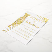 フォーティ&ファブラス！ゴールドフォイルドレス40歳の誕生日 箔招待状 (回転した状態)