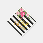 フォーティ&ファブリックナプキン – 黒/白ストライプ色 スタンダードカクテルナプキン (角)