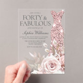 フォーティ&ファブ赤面フローラドレス40th誕生日パーティー アクリル招待状 (インサイチュ (ポータブル))