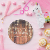 フォーティ&素晴ら素朴しいウッドストリングライト誕生日 ペーパープレート (パーティー)