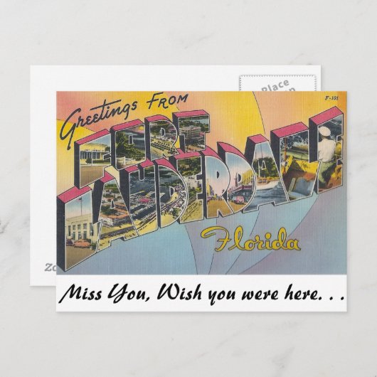 フォートからの挨拶フロリダ州ローダーデール ポストカード (正面/裏面)
