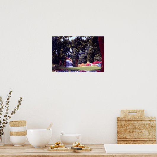 フォートウェインインディアナジェニケガーデンズ滝 ポスター (キッチン)