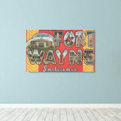フォートウェイン，インディアナ – ラージ・レター・シーン キャンバスプリント (インサイチュ (ウッドフロア))
