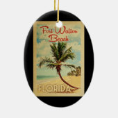 フォートウォルトンビーチパームツリーヴィンテージトラベル セラミックオーナメント (裏面)