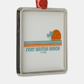 フォートウォルトンビーチフロリダサンパームツリーズ メタルオーナメント (右)