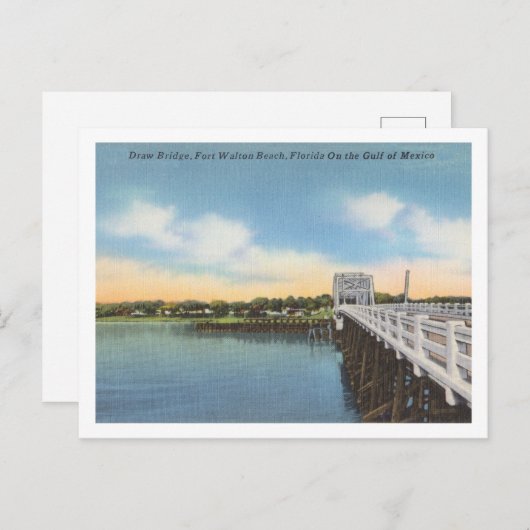 フォートウォルトンビーチ、フロリダ州ヴィンテージ跳ね橋 ポストカード (正面/裏面)