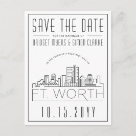 フォートウ結婚ート |スタイル設定されたスカイライン日付を保存 ポストカード
