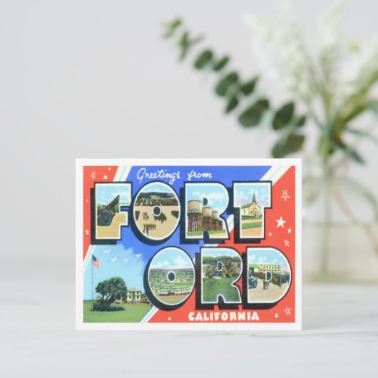 フォートオード、カリフォルニアヴィンテージビッグ文字はがき ポストカード (スタンド正面)
