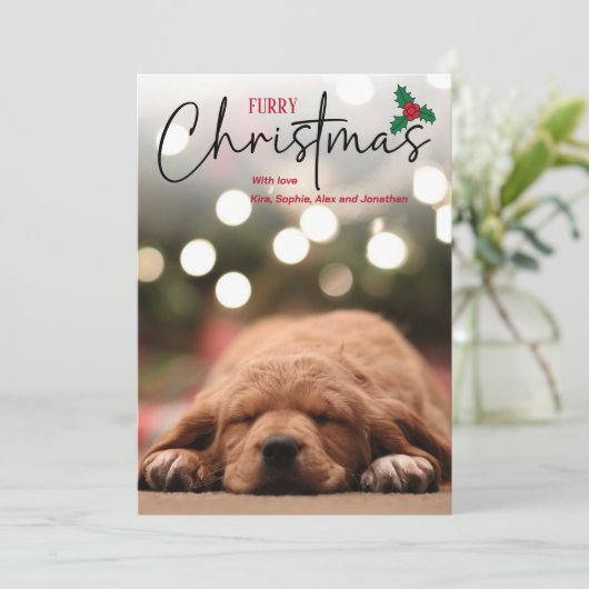 フォートオーバーレイ付きファーリーのクリスマスペットの写真 シーズンカード (スタンド正面)