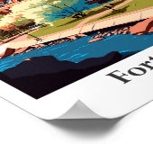 フォートコリンズコロラドトラベルヴィンテージイラストレーション ポスター (角)