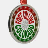 フォートコリンズコロラドレッドグリーンスノーフレークオーナメント メタルオーナメント (右)
