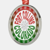 フォートコリンズコロラドレッドグリーンスノーフレークオーナメント メタルオーナメント (左)
