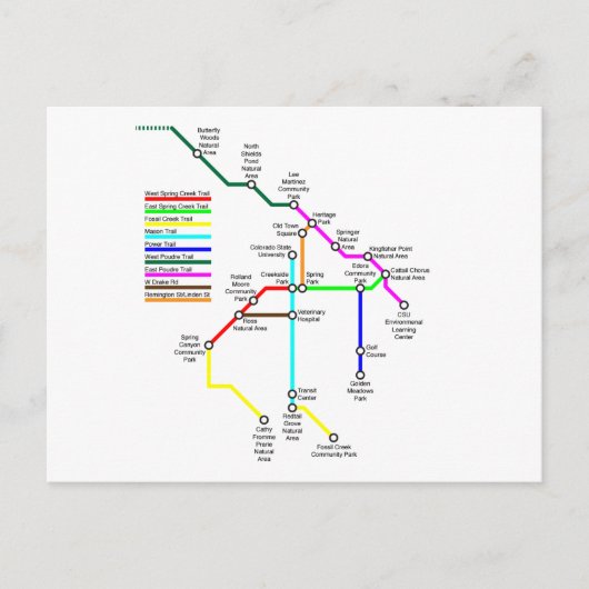 フォートコリンズ自転車地図はがき ポストカード (正面)