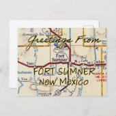 フォートサムナーNMヴィンテージマップ ポストカード (正面/裏面)
