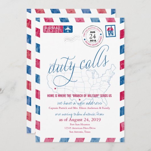 フォートサムヒューストン軍隊移動告知 招待状 (正面/裏面)