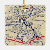 フォートデイビスTXヴィンテージマップ セラミックオーナメント (正面)