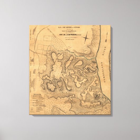 フォートドネルソンの戦い – 南北戦争パノラママ キャンバスプリント (正面)