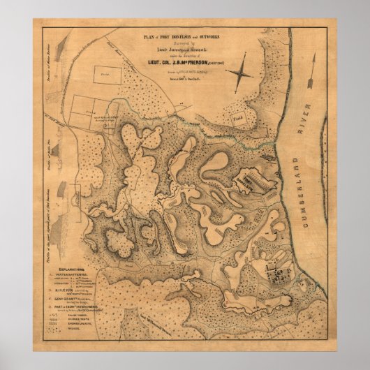 フォートドネルソンの戦い – 南北戦争パノラママ ポスター (正面)