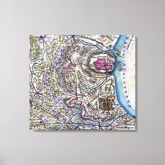 フォートドネルソンの戦い – 南北戦争パノラマ キャンバスプリント (正面)