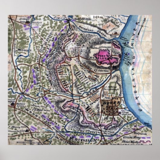 フォートドネルソンの戦い – 南北戦争パノラマ ポスター (正面)