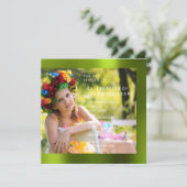 フォートバースデーパーティーカリグリーンメタル 招待状 (スタンド正面)