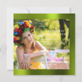 フォートバースデーパーティーカリグリーンメタル 招待状