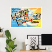 フォートピアスフロリダFL旧ヴィンテージ旅行記念品 ポスター (ホームオフィス)
