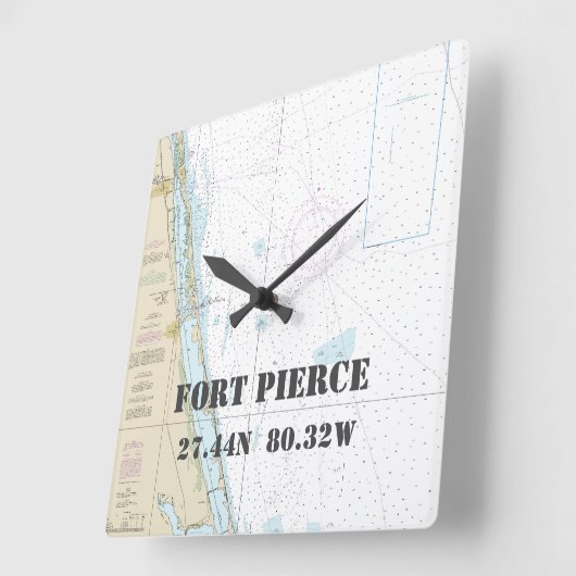 フォートピアスFL緯度経度グラフ航海の スクエア壁時計 (傾斜)