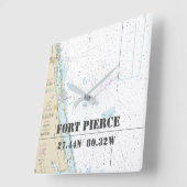 フォートピアスFL緯度経度グラフ航海の スクエア壁時計 (傾斜)