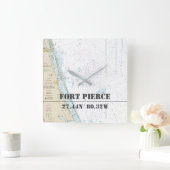 フォートピアスFL緯度経度グラフ航海の スクエア壁時計 (ホーム)