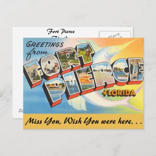フォートピアースからの挨拶 ポストカード (正面/裏面)