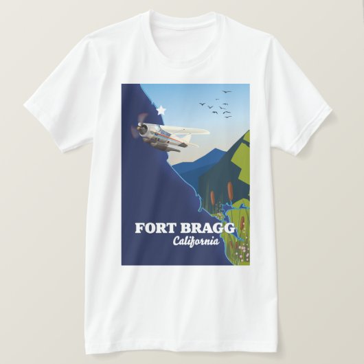 フォートブラッグカリフォルニアの地図 Tシャツ (デザイン正面)