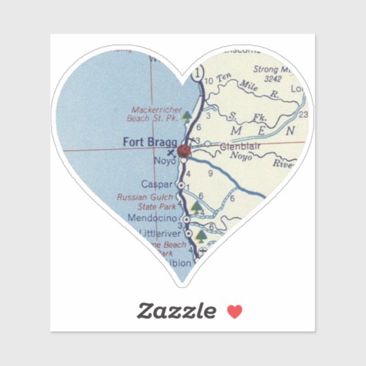 フォートブラッグカリフォルニアヴィンテージマップ シール (シート)