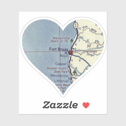 フォートブラッグカリフォルニアヴィンテージマップ シール (シート)